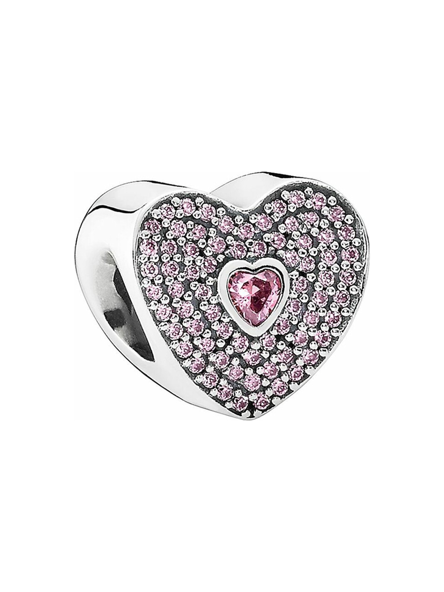 Charm corazón pavé con piedra rosa